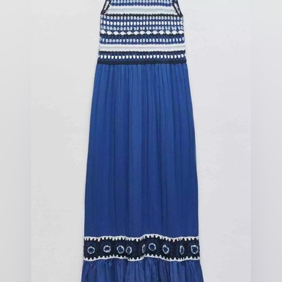 NEW Zara Contrast Crochet Knit Midi Dress – Size S (no tag ) - Picture 3 of 16